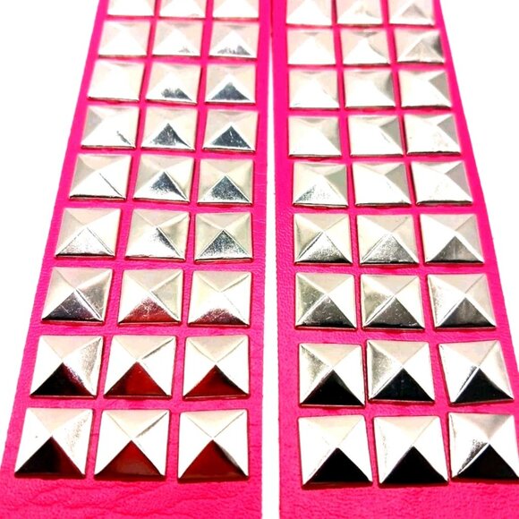 Triple Row Studded Pink Vegan Leather Bracelet Lot Of 2 New - Picture 2 of 9